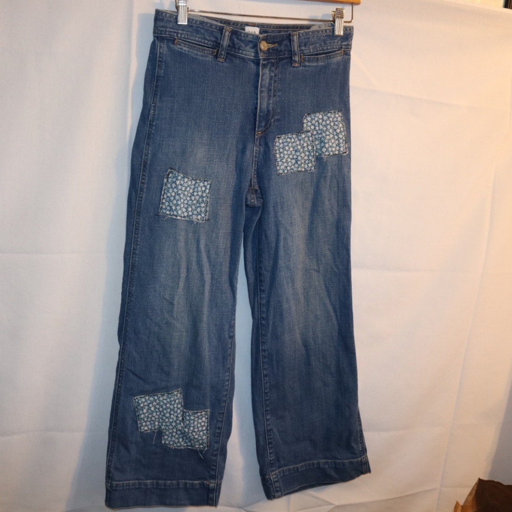 GAP High  Rise Patchwork Wide-Leg Jeans Size 26 - Picture 4 of 11